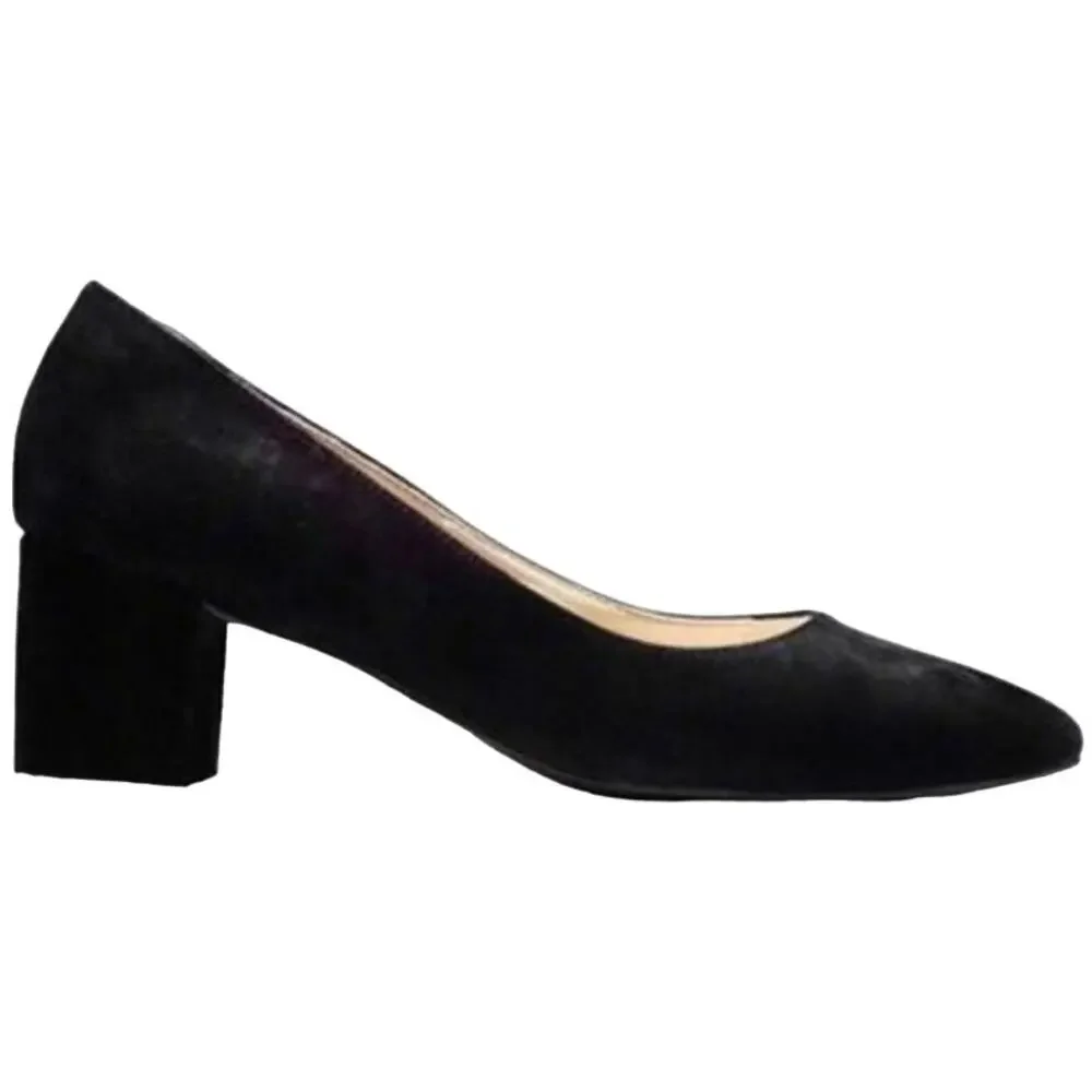 Cole Haan Claudine Classic Pump Shoes Round Toe Block Heel Suede Black 9.5B